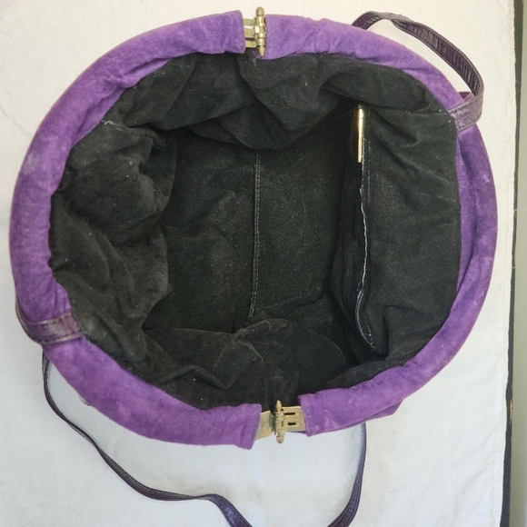 80s Croc Suede Leather Bucket Purse - Picture 9 of 14